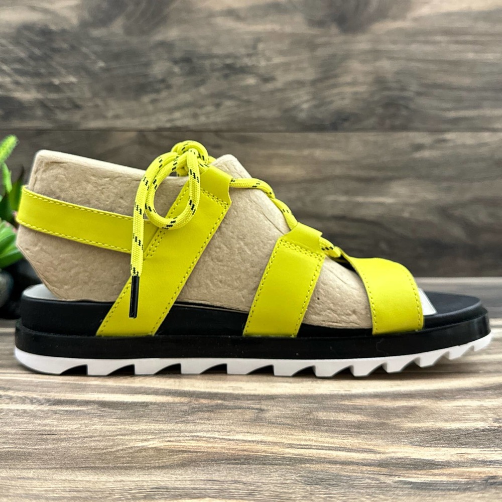NIB Sorel Roaming Lace 8 Slingback Gladiator Flat Leather Sandals Lime Green - Picture 8 of 12